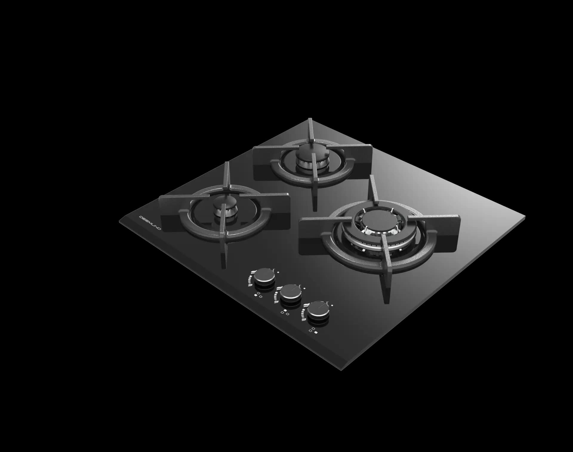 جاق گاز شیشه‌ای سه شعله G352 دیموند | کم‌جا و ایمن