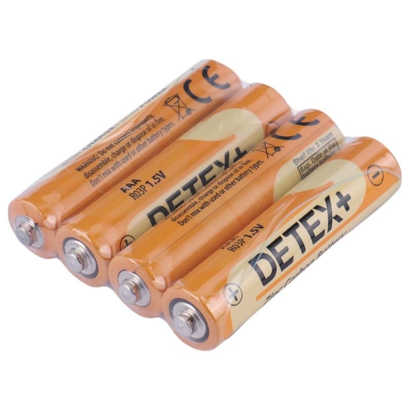 باتری نیم قلمی دیتکس پلاس Zinc Carbon R03P بسته 4 عددی | Detex Plus AAA R03P — تصویر ۲