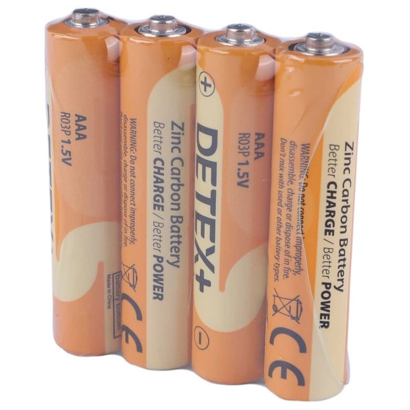 باتری نیم قلمی دیتکس پلاس Zinc Carbon R03P بسته 4 عددی | Detex Plus AAA R03P