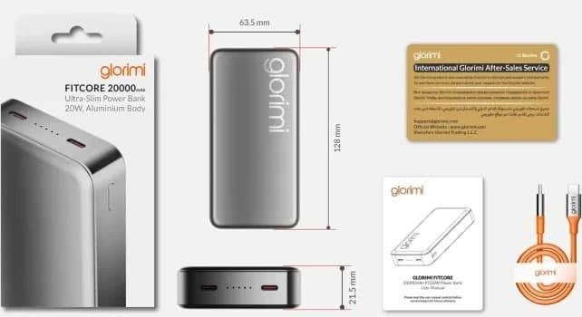 پاوربانک Glorimi مدل Fitcore ظرفیت 20000 — تصویر ۳