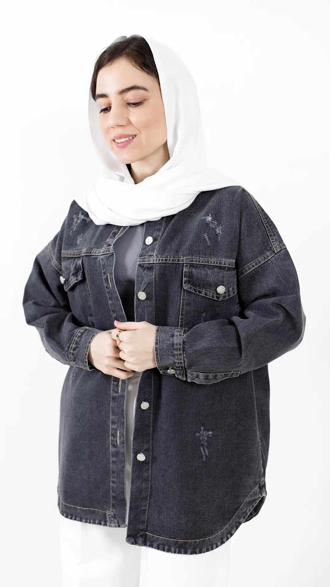شومیز جین جیب دکمه دار — تصویر ۷