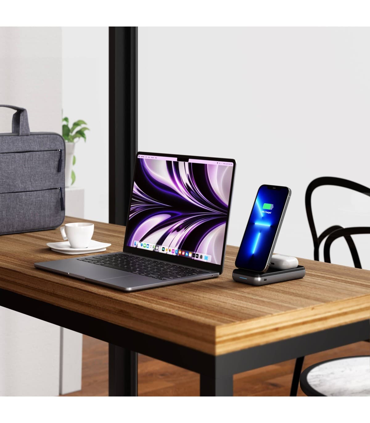 شارژر رومیزی 10 هزار میلی آمپر ساتچی مدل DUO WIRELESS CHARGER STAND — تصویر ۵