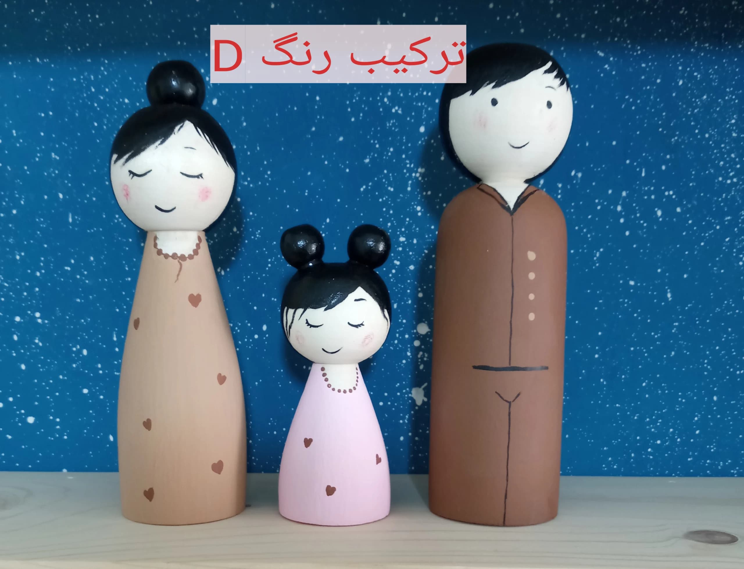مجسمه چوبی طرح خانواده | دکور دست‌ساز چوب روس برای اتاق کودک | راشلف — تصویر ۴