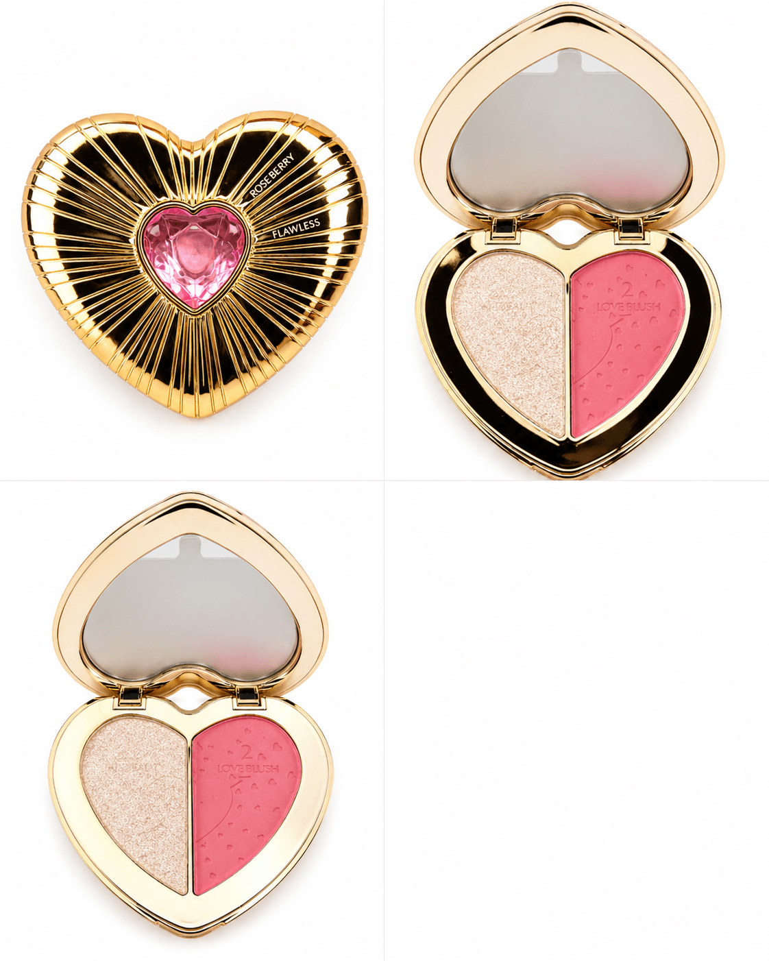 پالت رژگونه هایلایتر قلبی رز بری دوپ شارلوت تیلبری|Charlotte Tilbury Beauty Soulmates Face Palette — تصویر ۵