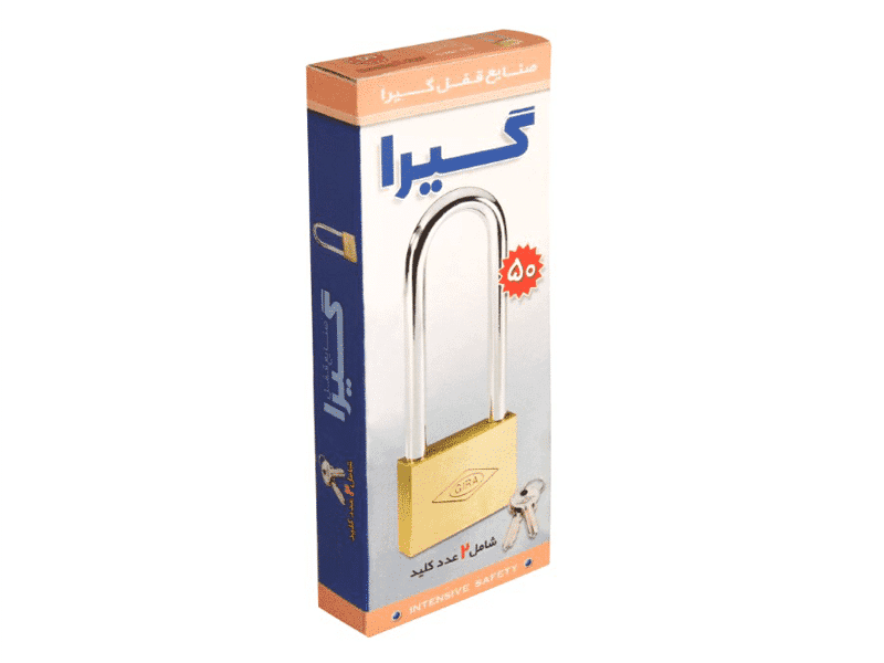 قفل آویز 50 تخت دسته بلند کد 016 گیرا — تصویر ۲