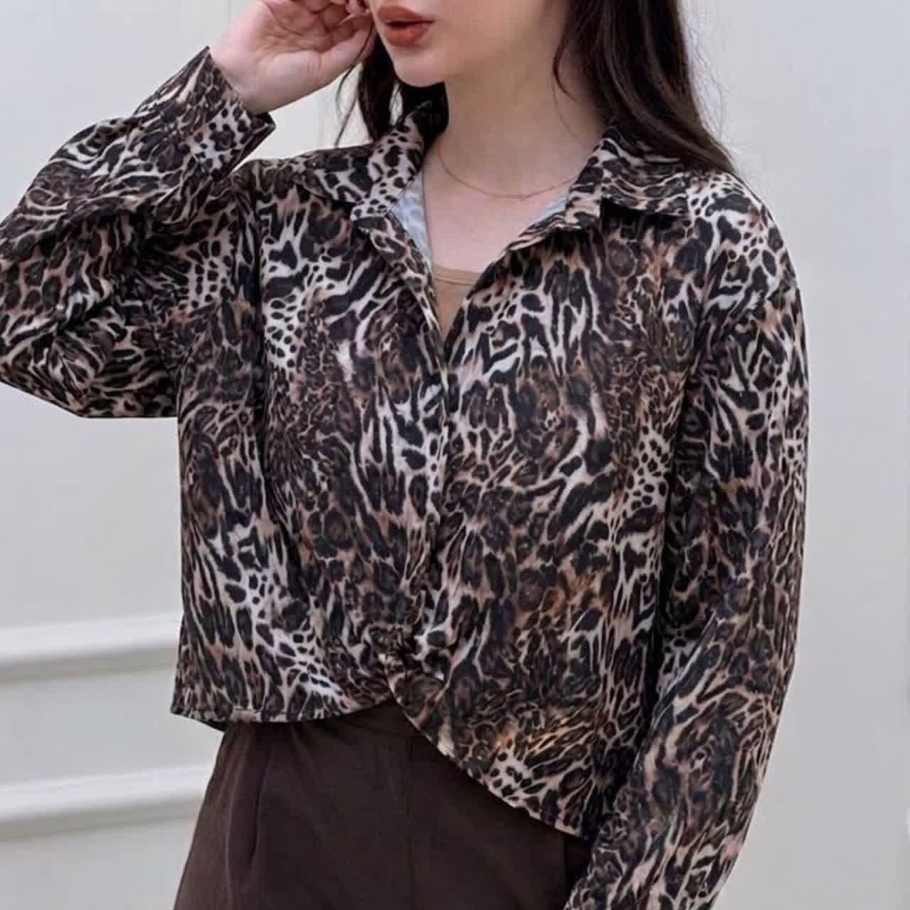 شومیز جلو دوخت پلنگی ( پک 4 عددی )
