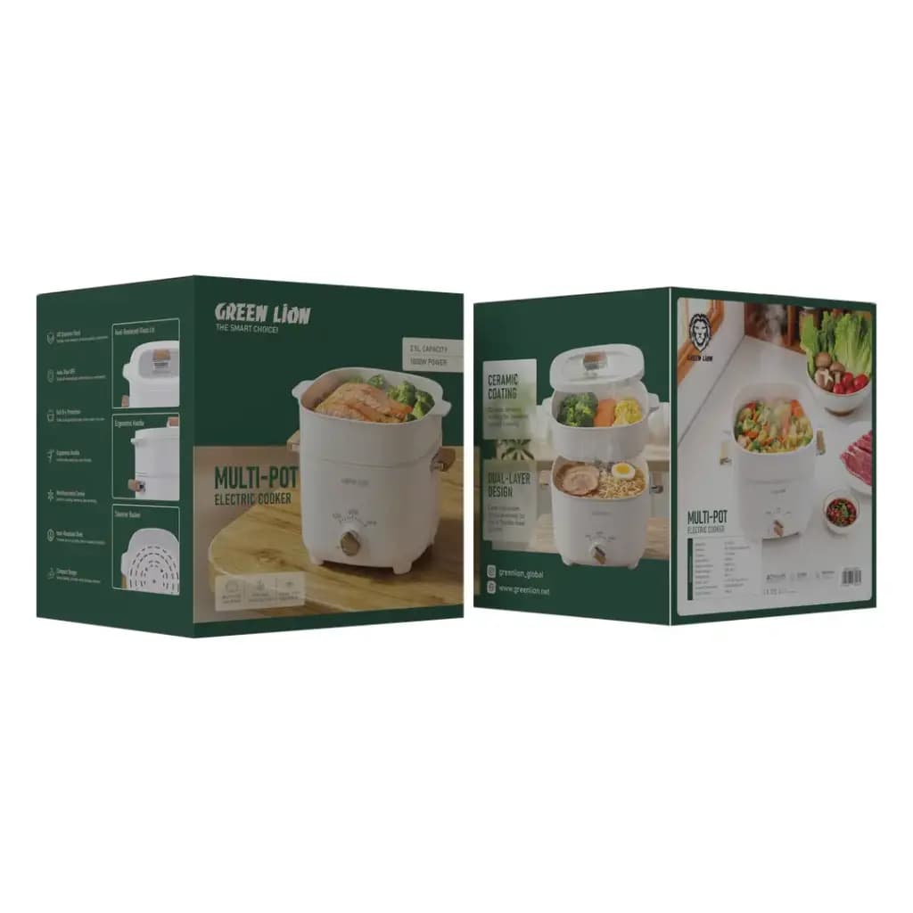 مولتی کوکر برقی گرین لاین Multi-Pot مدل GL-EC35 کد GNMLTPTECWH ظرفیت 2.5 لیتر و توان 1000 وات — تصویر ۷