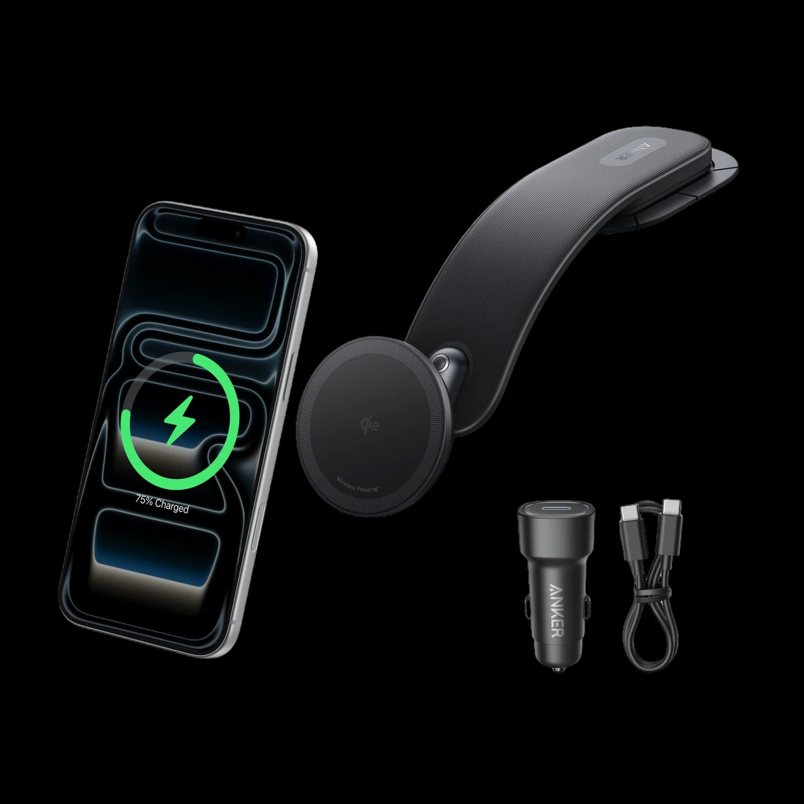 هولدر و شارژر بی‌سیم خودرو انکر ⁦Anker Nano⁩ مدل ⁦B2216⁩ با ⁦Qi2⁩ و توان ۱۵ وات