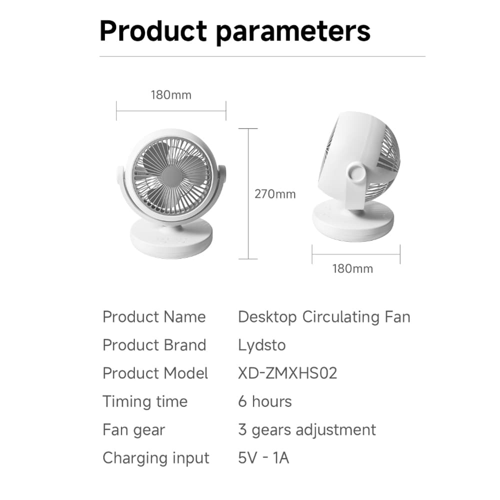 پنکه رومیزی شیائومی مدل Lydsto desktop circulation fan XD-ZMXHS01 — تصویر ۳