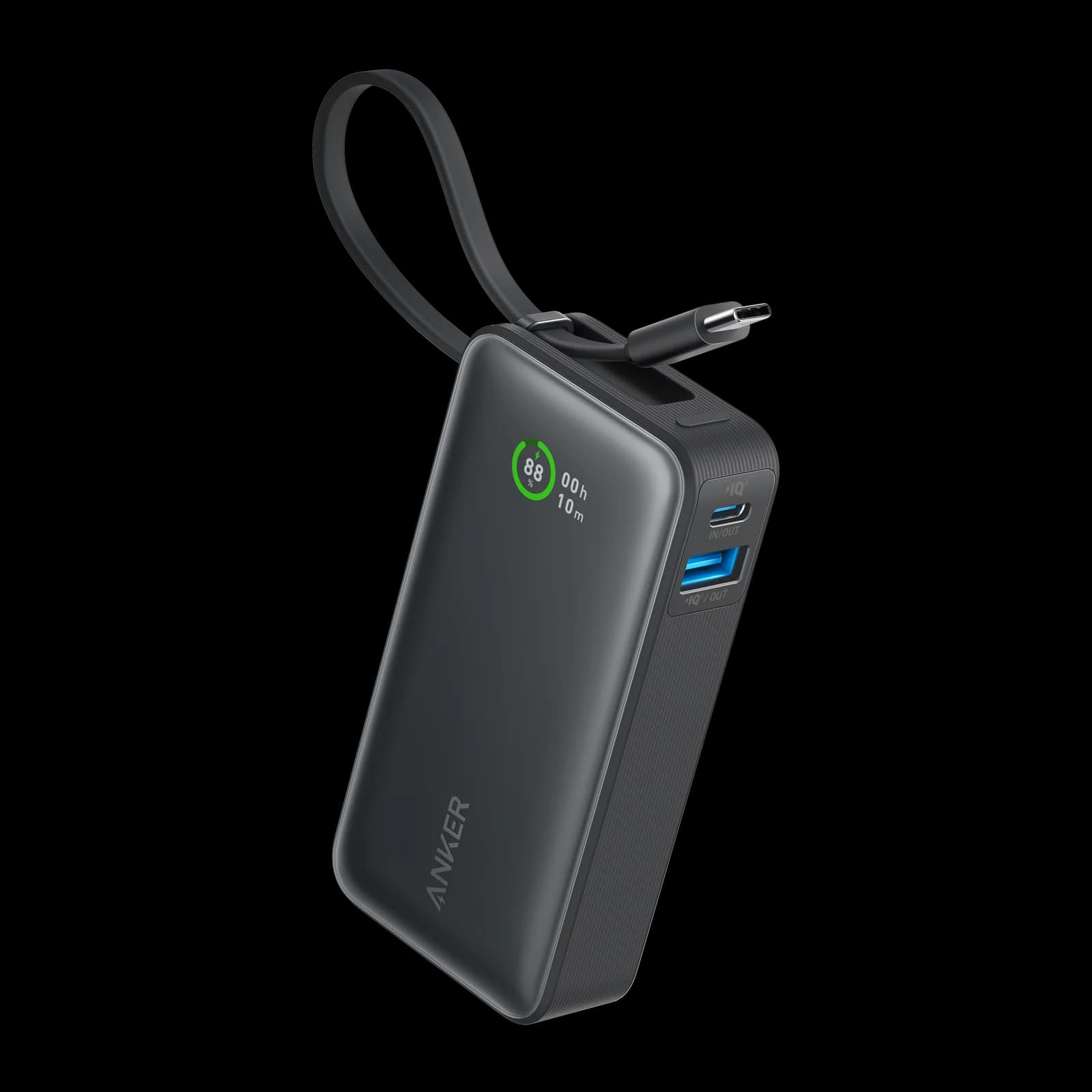 پاوربانک انکر ⁦Anker Nano⁩ مدل ⁦A1259H11⁩، ظرفیت ۱۰۰۰۰ میلی‌آمپرساعت، توان ۳۰ وات و کابل داخلی ⁦USB-C⁩ — تصویر ۲