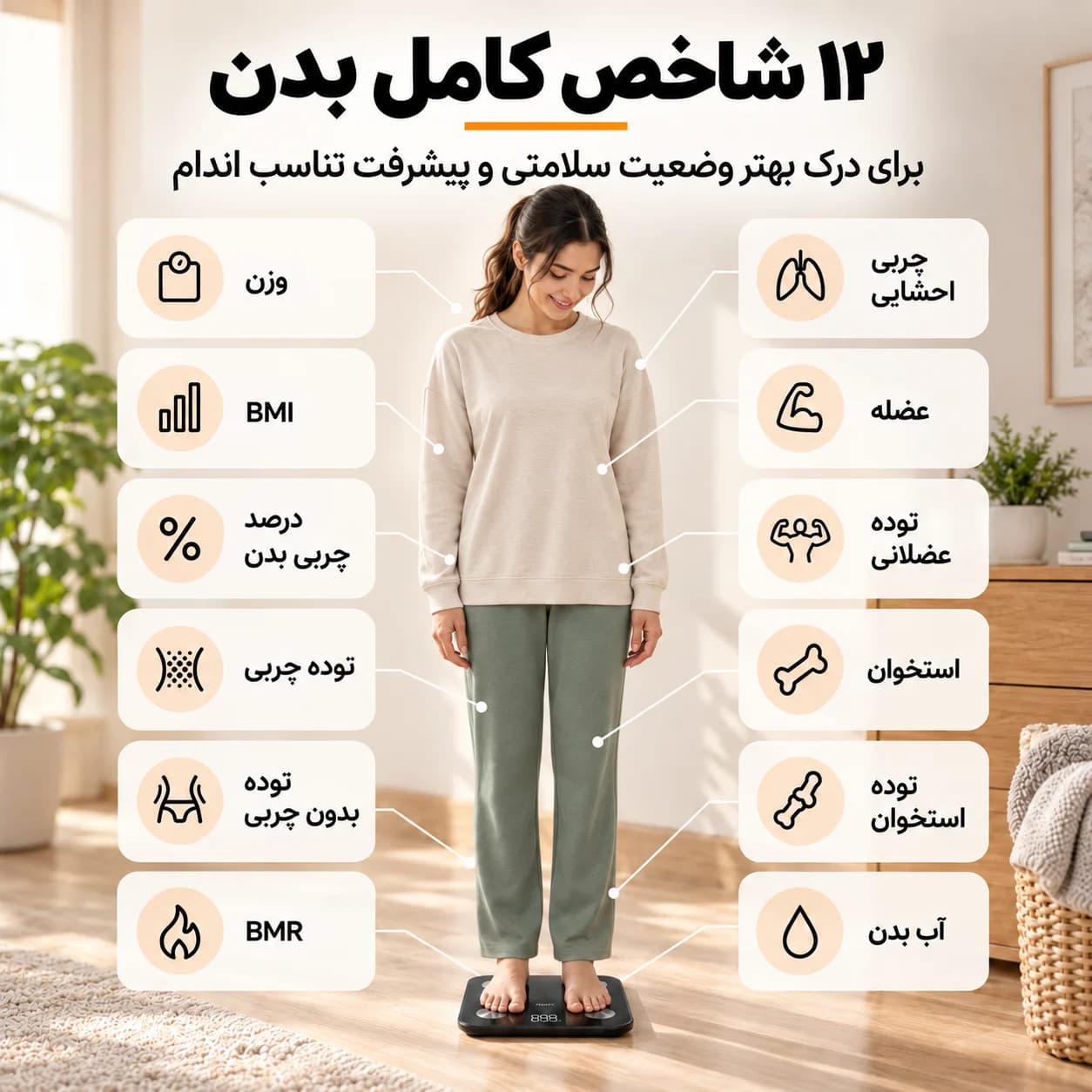 ترازوی هوشمند ⁦eufy Smart Scale A1⁩ مدل ⁦T9120⁩ با ۱۲ شاخص بدنی و اتصال ⁦Bluetooth⁩ — تصویر ۴