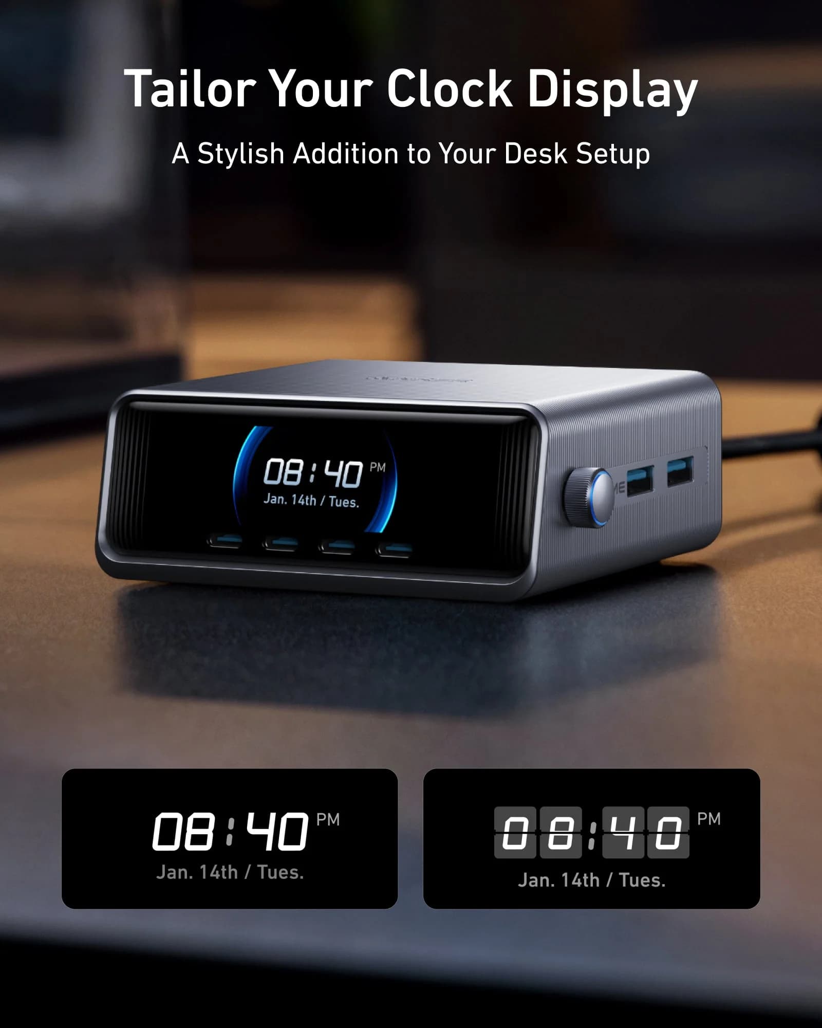 شارژر رومیزی انکر ⁦Anker Prime⁩ مدل ⁦A2345⁩، توان ۲۵۰ وات و ۶ پورت ⁦GaNPrime⁩ — تصویر ۴