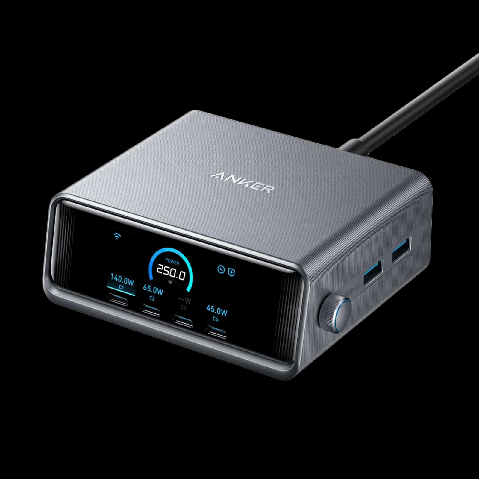 شارژر رومیزی انکر ⁦Anker Prime⁩ مدل ⁦A2345⁩، توان ۲۵۰ وات و ۶ پورت ⁦GaNPrime⁩