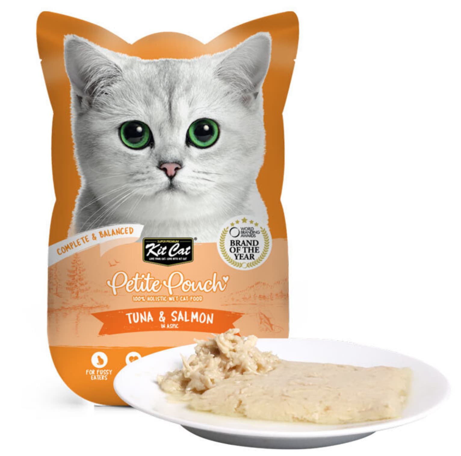 پوچ گربه کیت کت با طعم ماهی تن و سالمون وزن 70 گرم kit cat cat pouch tuna&salmon — تصویر ۲