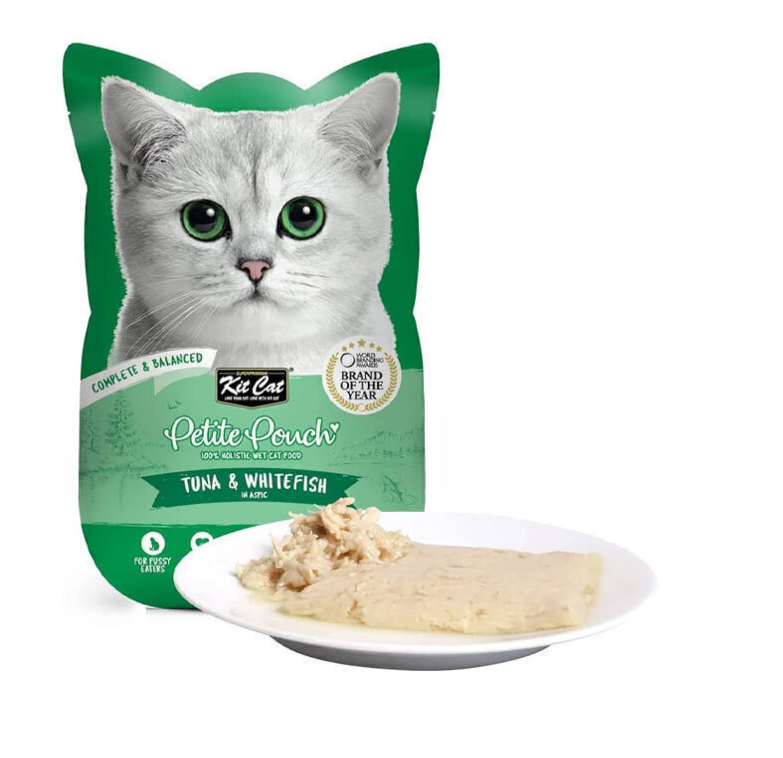 پوچ گربه کیت کت با طعم تن و ماهی سفید وزن 70 گرم kit cat cat pouch tuna &whie fish