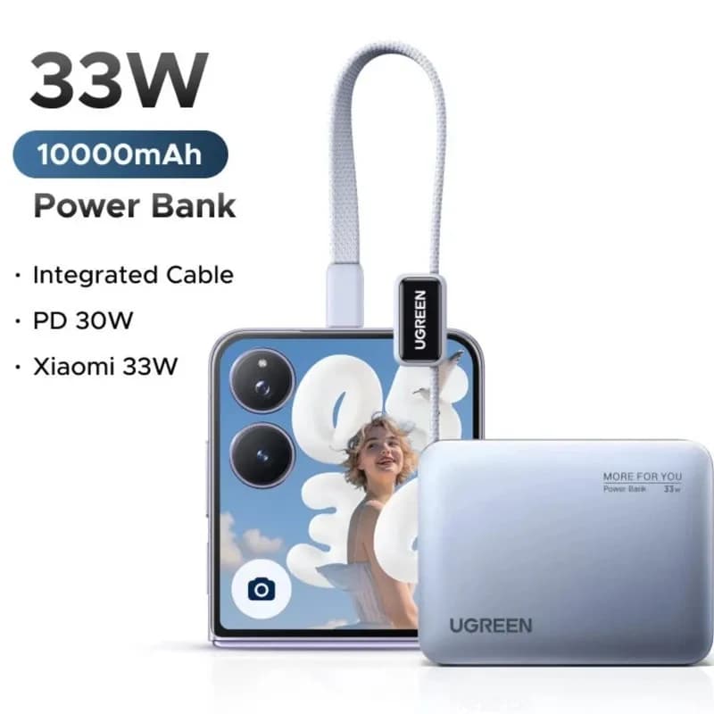 پاوربانک یوگرین مدل Nexode 10000mAh 30W با کابل USB-C داخلی مدل PB584 کد 75173 — تصویر ۳