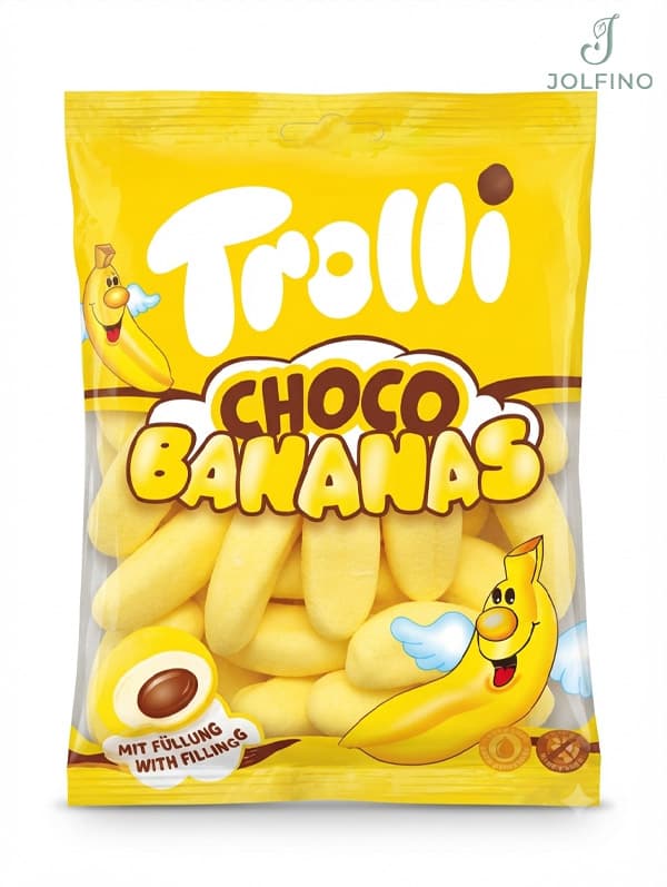مارشمالو ترولی (Trolli) مدل چاکو بنانا (موزی با مغز شکلات) وزن ۱۵۰ گرم