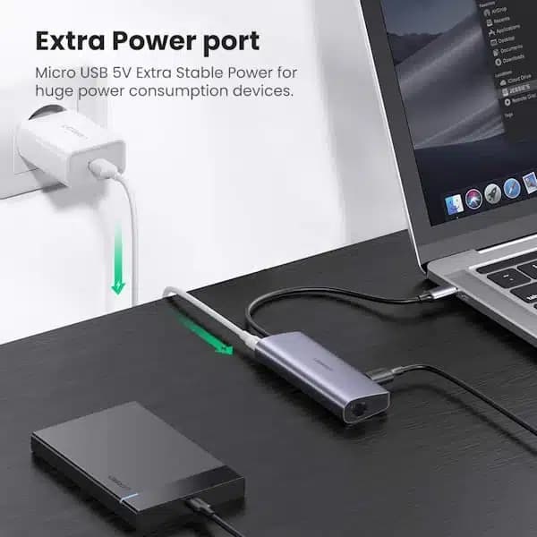 هاب USB-C یوگرین ۴ در ۱ با سه USB 3.0 و Gigabit Ethernet مدل CM252 کد 60718 — تصویر ۷