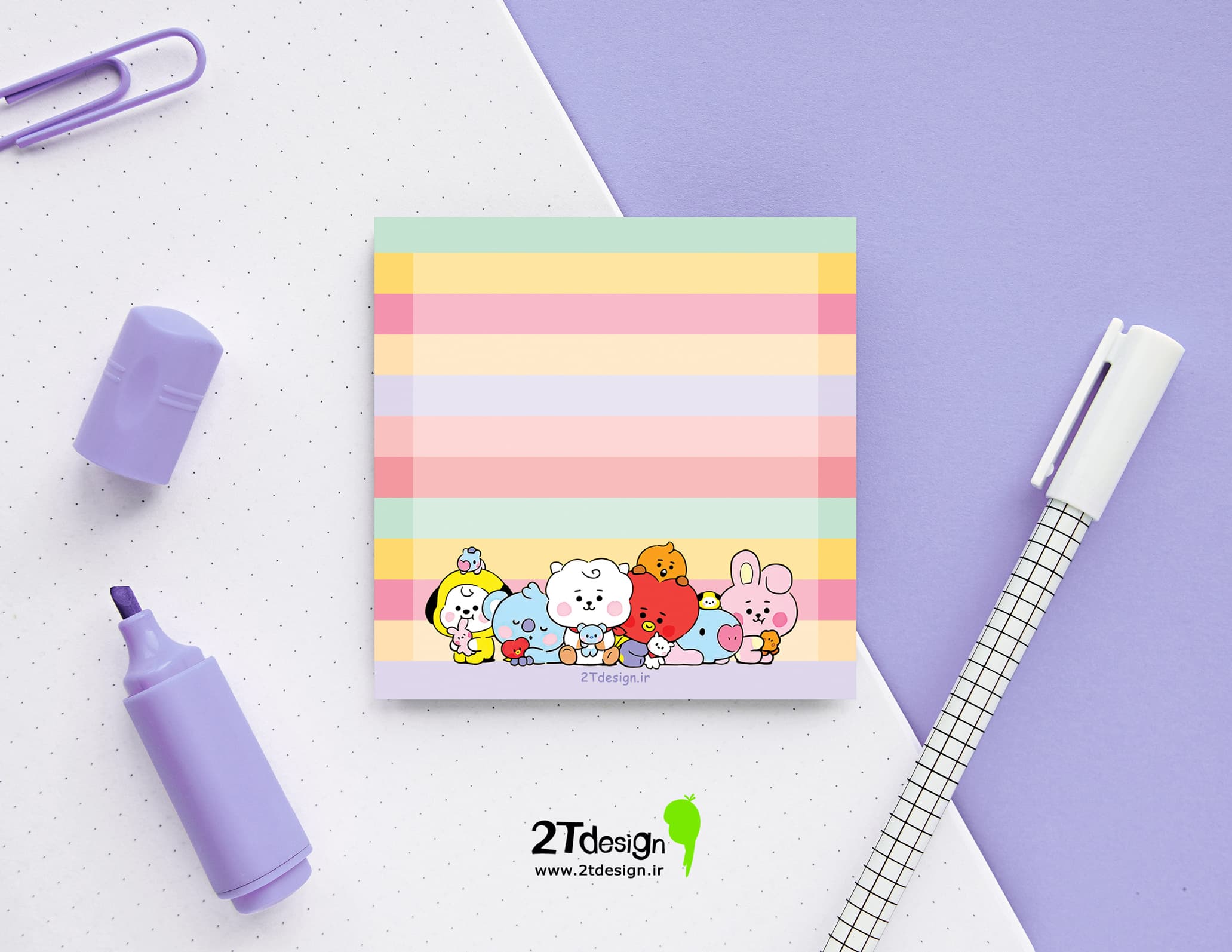 نوت پد طوطی دیزاین طرح BT21 — تصویر ۲