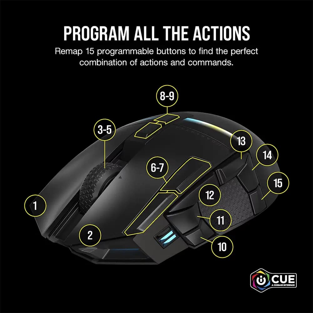 موس گیمینگ بی سیم کورسیر DARKSTAR WIRELESS RGB MMO Gaming Mouse — تصویر ۸