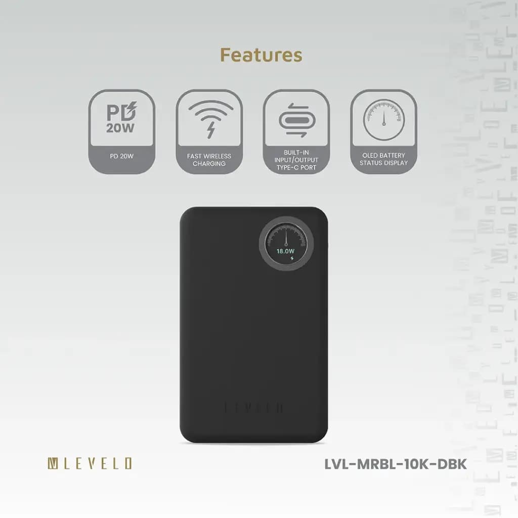 پاوربانک مگ‌سیف لِولوو Marbella 10000mAh مدل LVLMRBL10KDBK — تصویر ۴