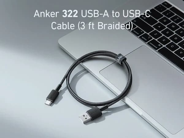کابل انکر ⁦Anker 322⁩ مدل ⁦A81H5H11⁩، یک سر ⁦USB-A⁩ و سر دیگر ⁦USB-C⁩، طول ۹۰ سانتی‌متر — تصویر ۳