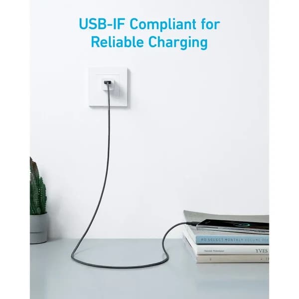 کابل انکر ⁦Anker 322⁩ مدل ⁦A81H5H11⁩، یک سر ⁦USB-A⁩ و سر دیگر ⁦USB-C⁩، طول ۹۰ سانتی‌متر — تصویر ۶