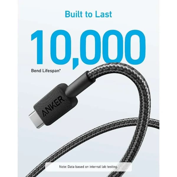 کابل انکر ⁦Anker 322⁩ مدل ⁦A81H5H11⁩، یک سر ⁦USB-A⁩ و سر دیگر ⁦USB-C⁩، طول ۹۰ سانتی‌متر — تصویر ۴