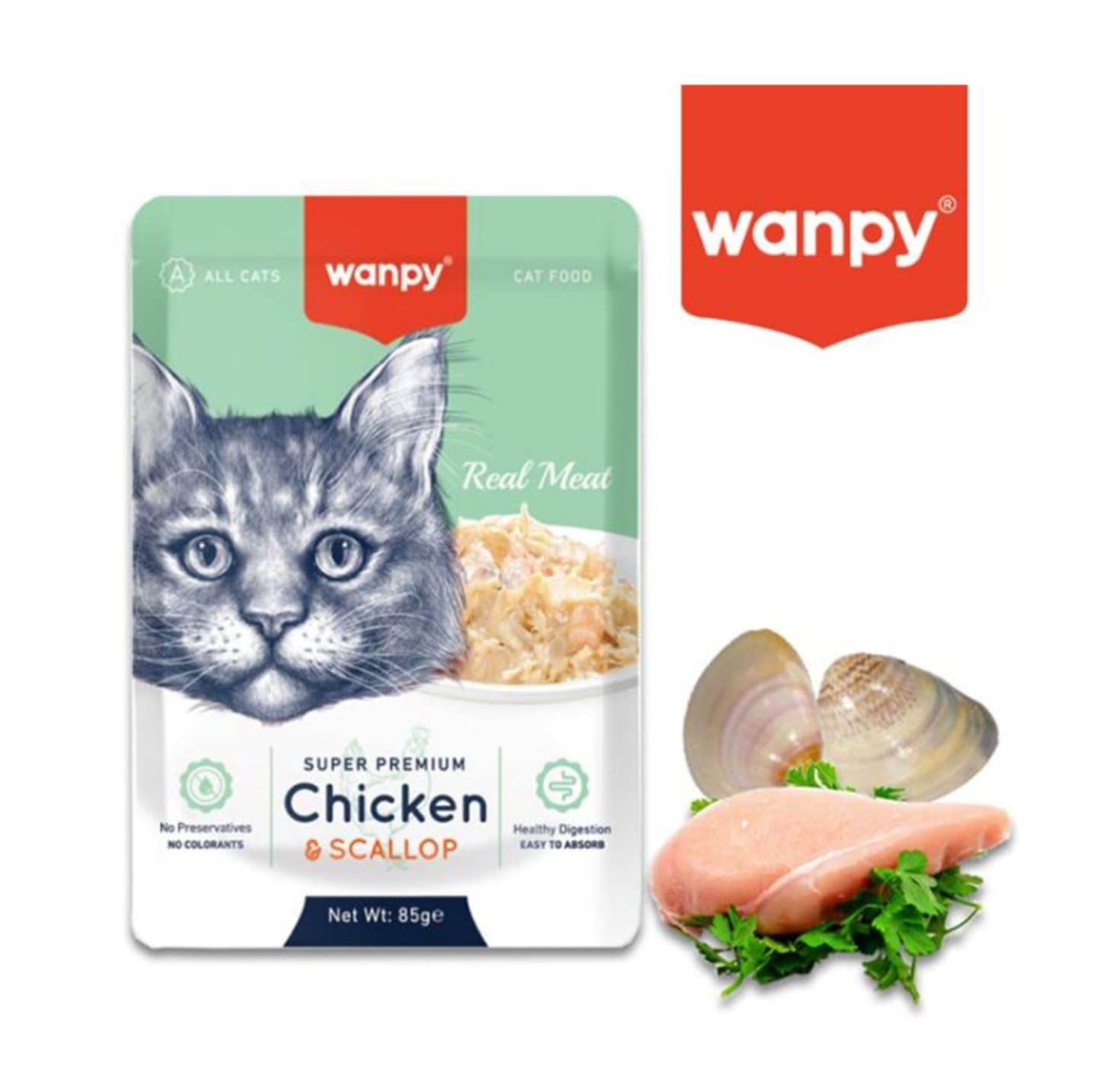 پوچ گربه ونپی طعم مرغ و گوش ماهی 85 گرم