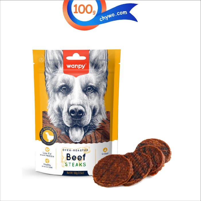 تشویقی سگ ونپی مدل استیک طعم گوشت وزن 100 گرم Wanpy Beef Steaks — تصویر ۳