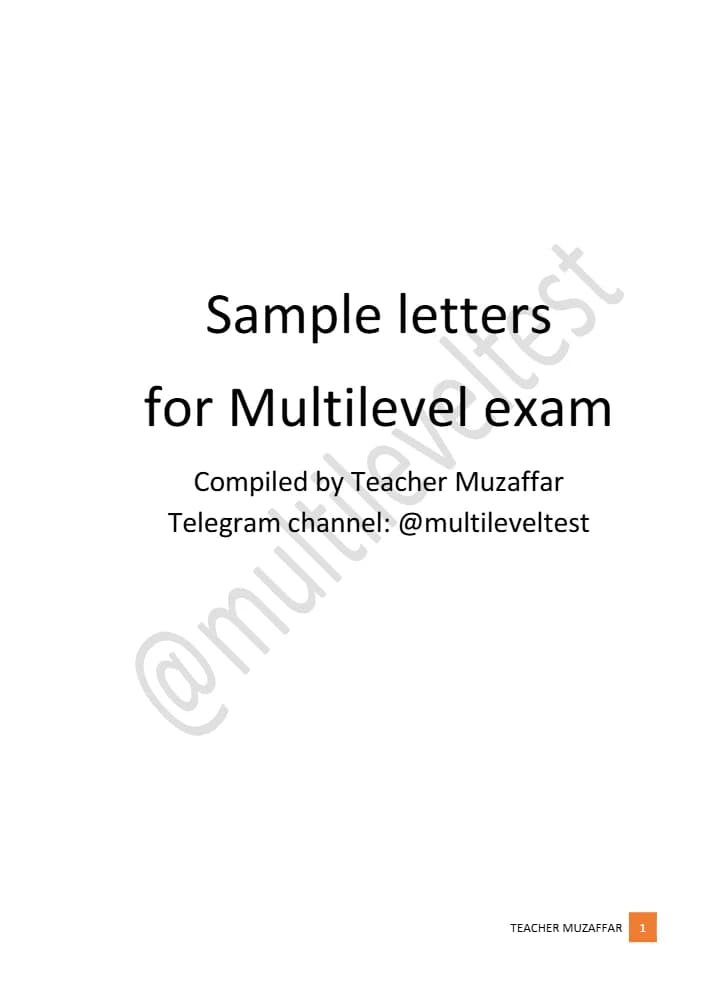 کتاب Sample Letters for Multilevel Exam (نامه‌های نمونه برای آزمون چندسطحی) نسخه انگلیسی PDF — تصویر ۲
