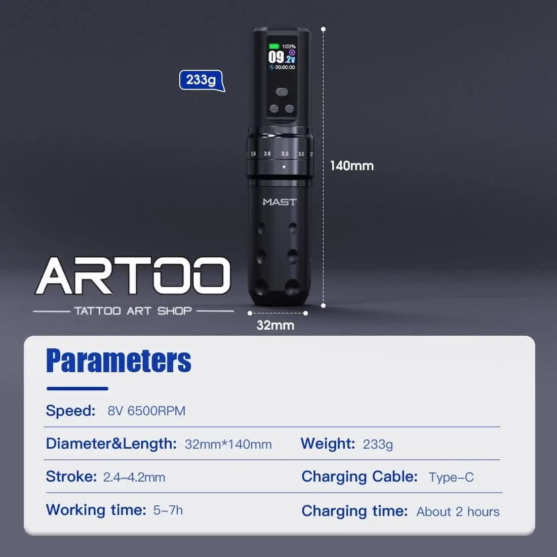 دستگاه تتو پن وایرلس دراگون هاوک مدل MAST Fold 2 Pro — تصویر ۵