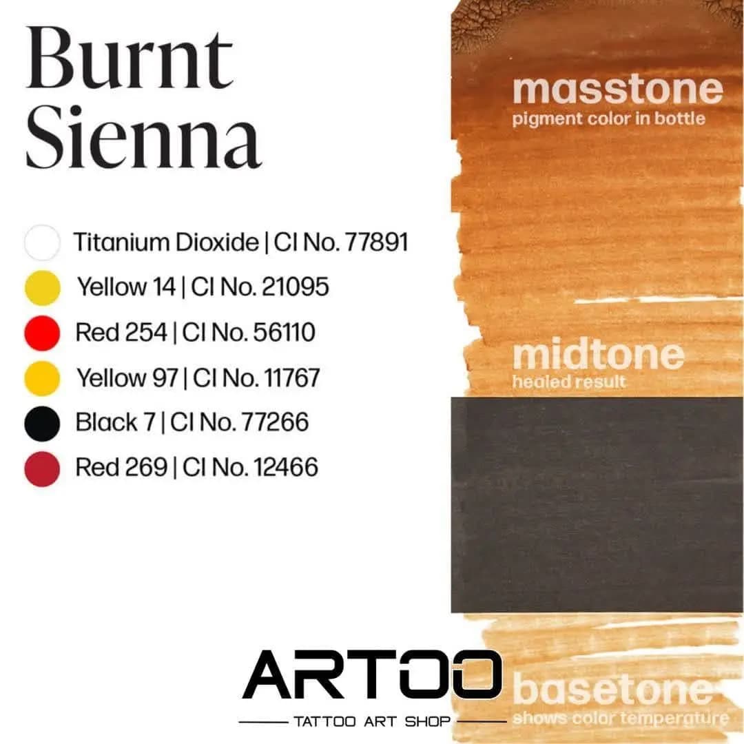 رنگ تتو برنت سینا | Burnt Sienna پرمابلند — تصویر ۲