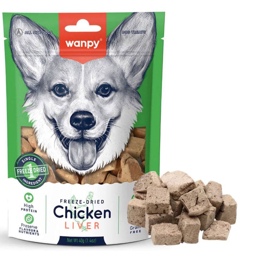 تشویقی سگ ونپی با طعم جگر مرغ (فریزدراید) Wanpy Freeze Dried Chicken Liver Dog Treat