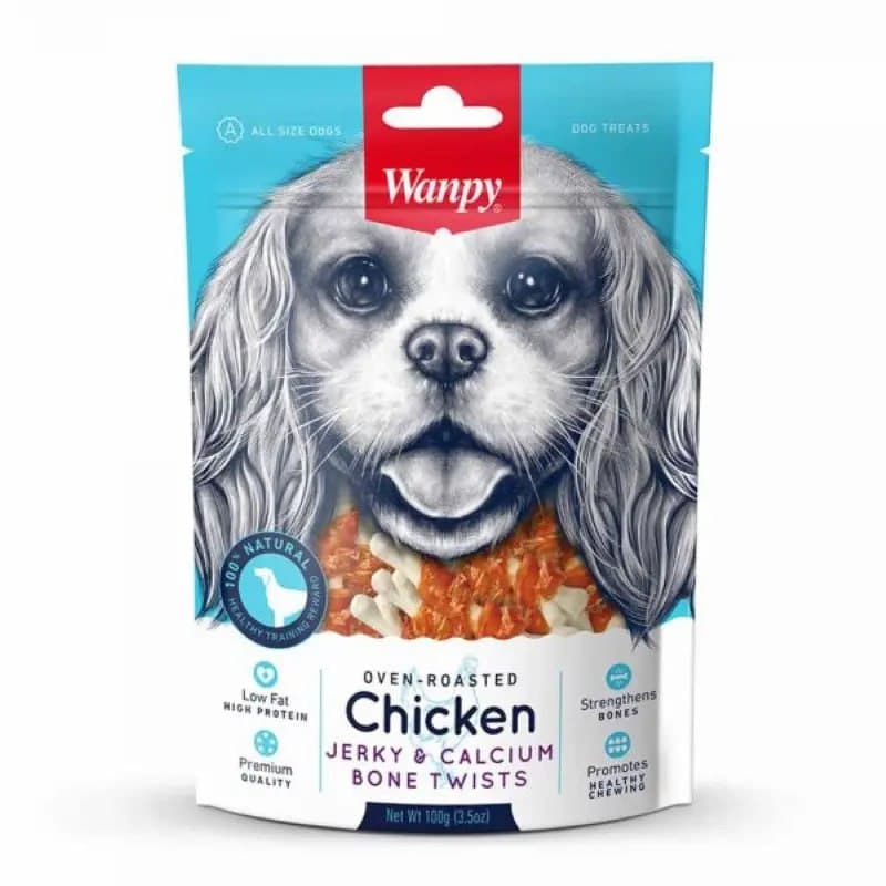 تشویقی سگ ونپی با طعم مرغ و کلسیم Chicken Jerky & Calcium Bone Wrap – وزن ۱۰۰ گرم