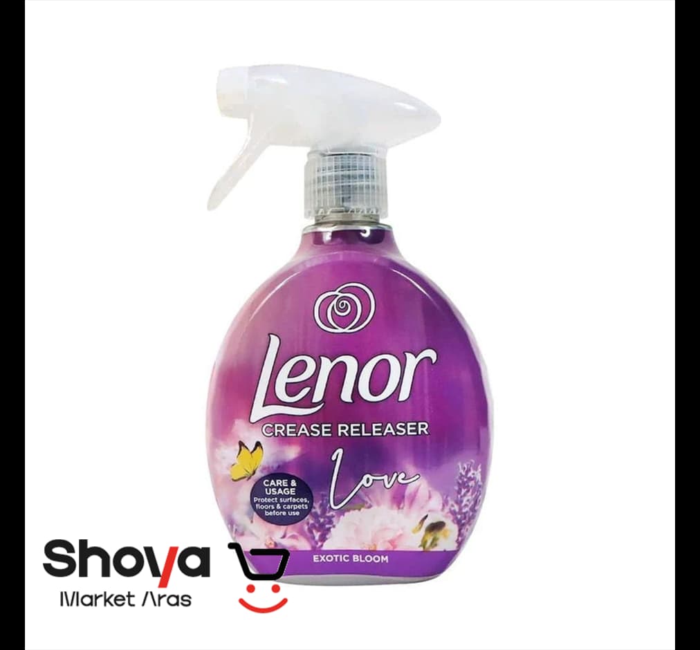 اسپری ضد چروک و خوشبوکننده لنور Lenor رایحه شکوفه‌ های بهاری مدل Exotic Bloom حجم ۵۰۰ میلی‌لیتر