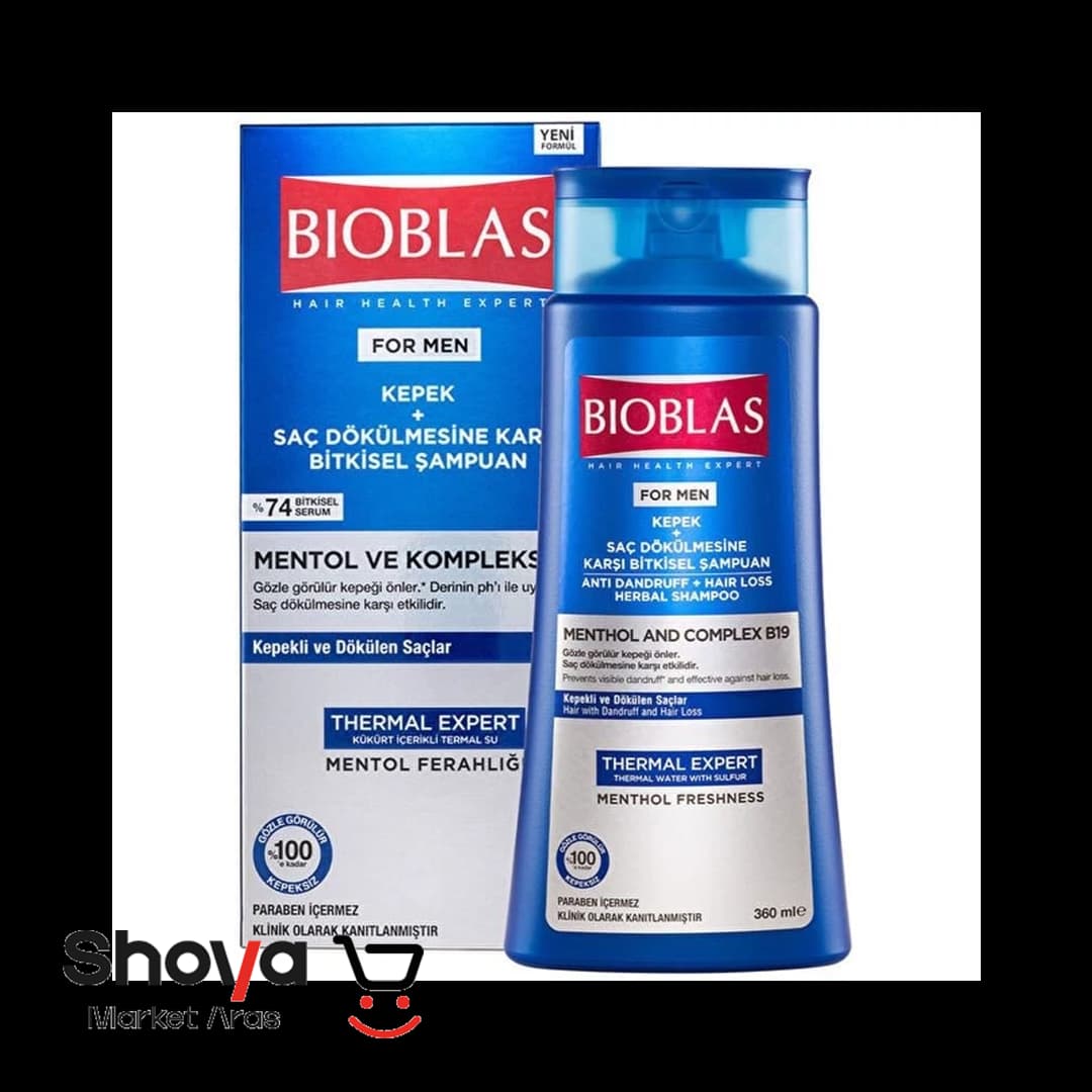 شامپو ضد شوره و ضد ریزش مردانه بیوبلاس Bioblas مدل Thermal Expert حجم 360 میلیلیتر