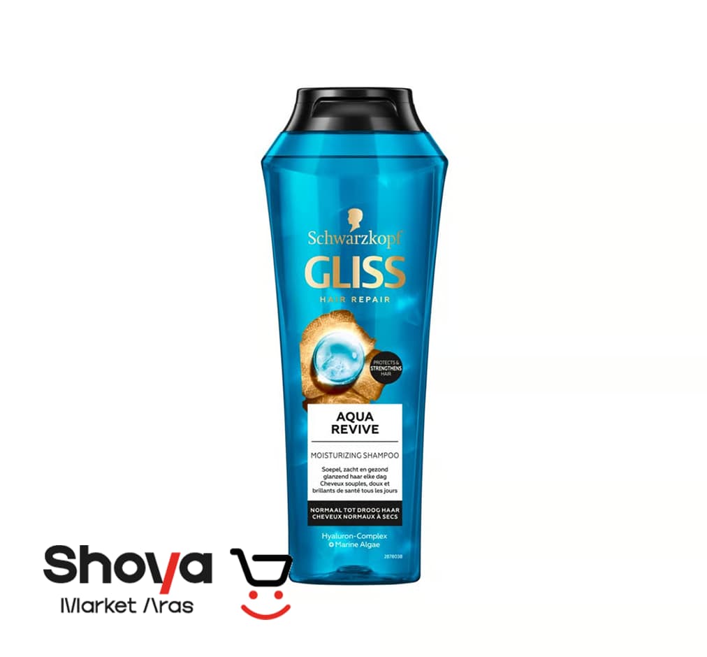 شامپو آبرسان گلیس Gliss مدل Aqua Revive مناسب موهای خشک حجم ۵۰۰ میلی‌لیتر