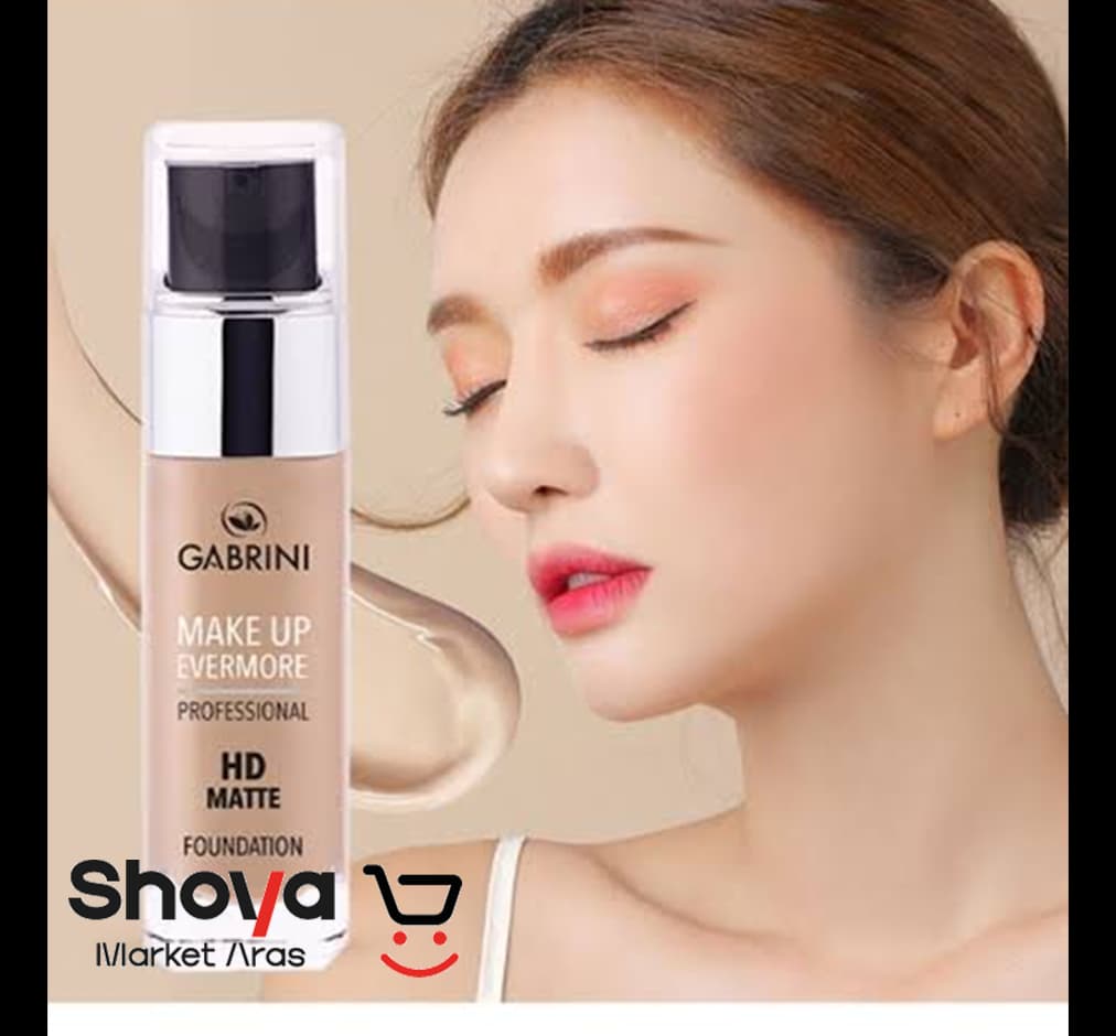 کرم پودر HD مات گابرینی Gabrini شماره 01 مدل Professional HD Matte رنگ روشن مدل پمپی شیشه ای حجم 30 میلی‌لیتر — تصویر ۲
