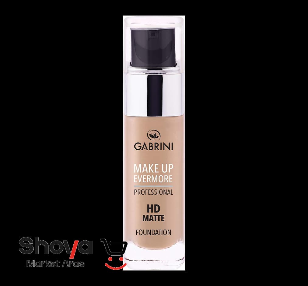 کرم پودر HD مات گابرینی Gabrini شماره 01 مدل Professional HD Matte رنگ روشن مدل پمپی شیشه ای حجم 30 میلی‌لیتر