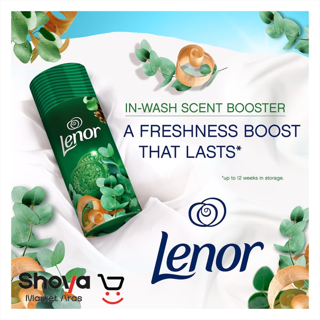 دانههای خوشبو کننده لباس لنور Lenor رایحه چوب صندل و اکالیپتوس مدل Sandalwood & Eucalyptus وزن 155 گرم — تصویر ۳