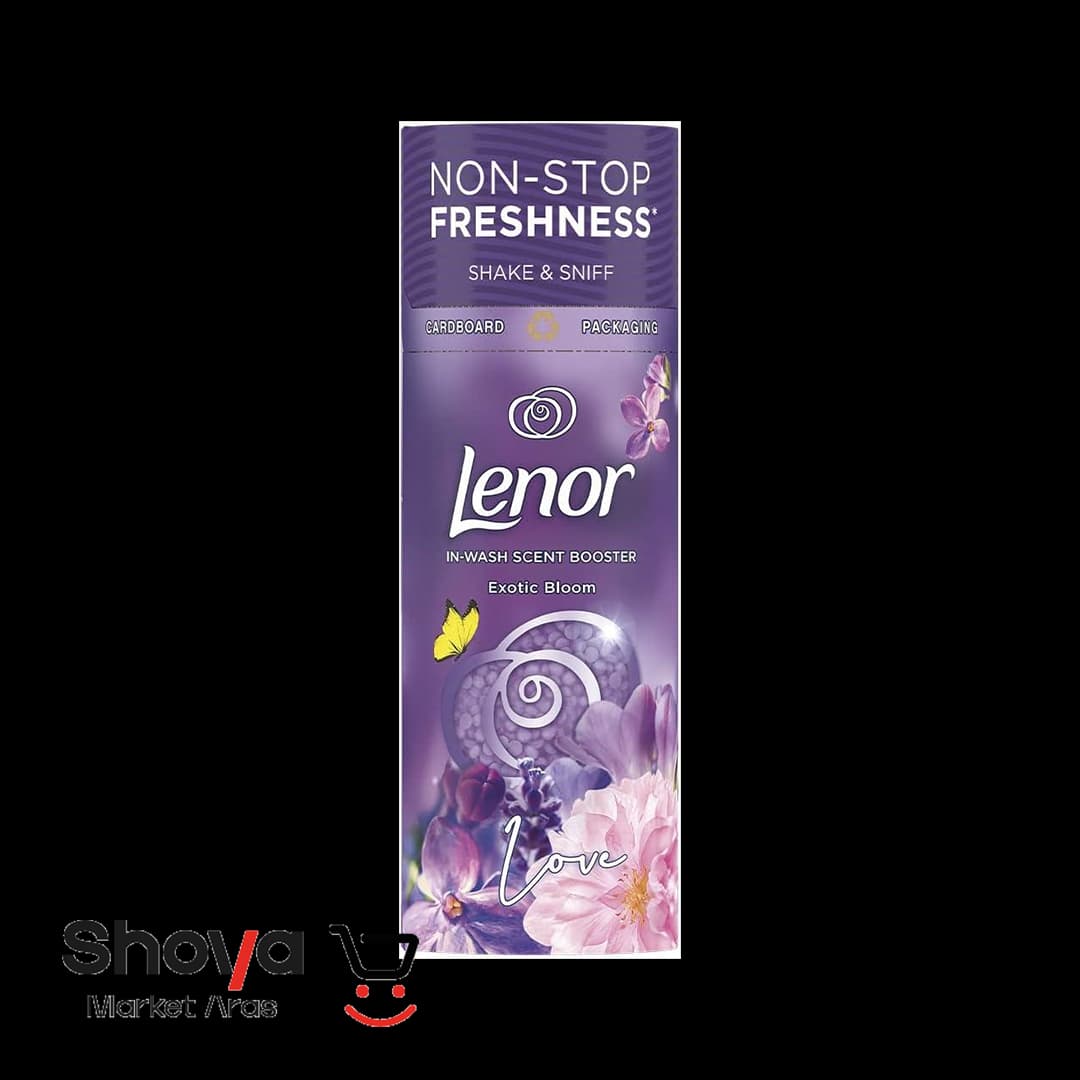 دانه‌های خوشبو کننده لباس لنور Lenor رایحه شکوفه‌های استوایی Exotic Bloom وزن 155 گرم