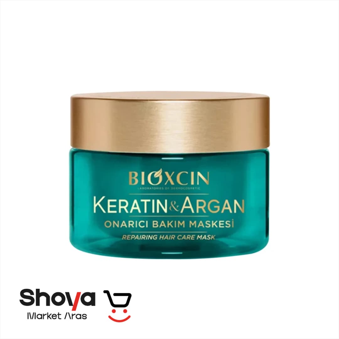 ماسک موی کاسه‌ای بیوکسین Bioxcin مدل Keratin & Argan حاوی آرگان و کراتین مناسب موهای خشک حجم 225 میلی‌لیتر