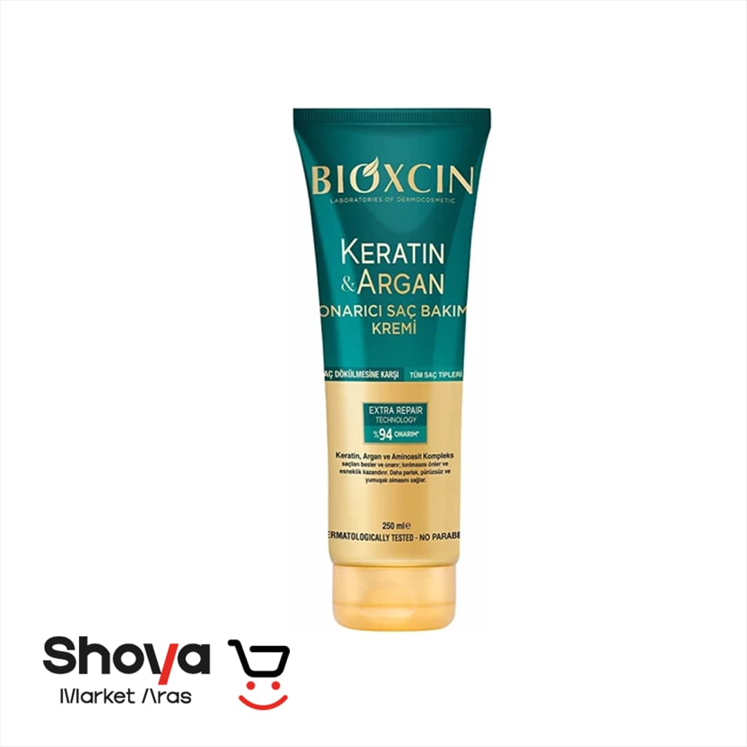 کرم مو ضد ریزش بیوکسین Bioxcin مدل Keratin & Argan حاوی روغن آرگان و کراتین حجم 250 میلی‌لیتر