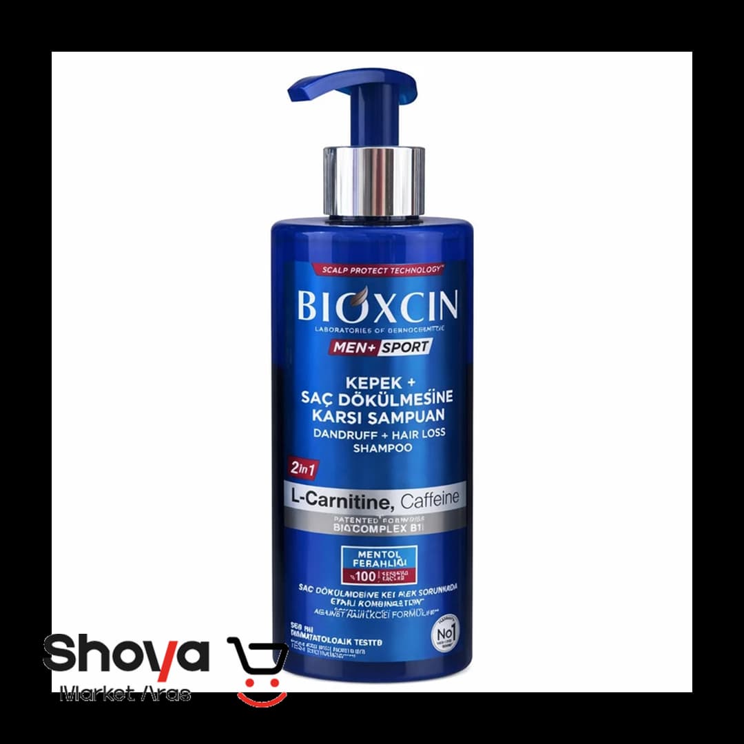 شامپو مردانه ضد ریزش بیوکسین Bioxcin مدل 2in1 ضد شوره حاوی کافئین و ال-کارنیتین حجم 500 میلی‌لیتر