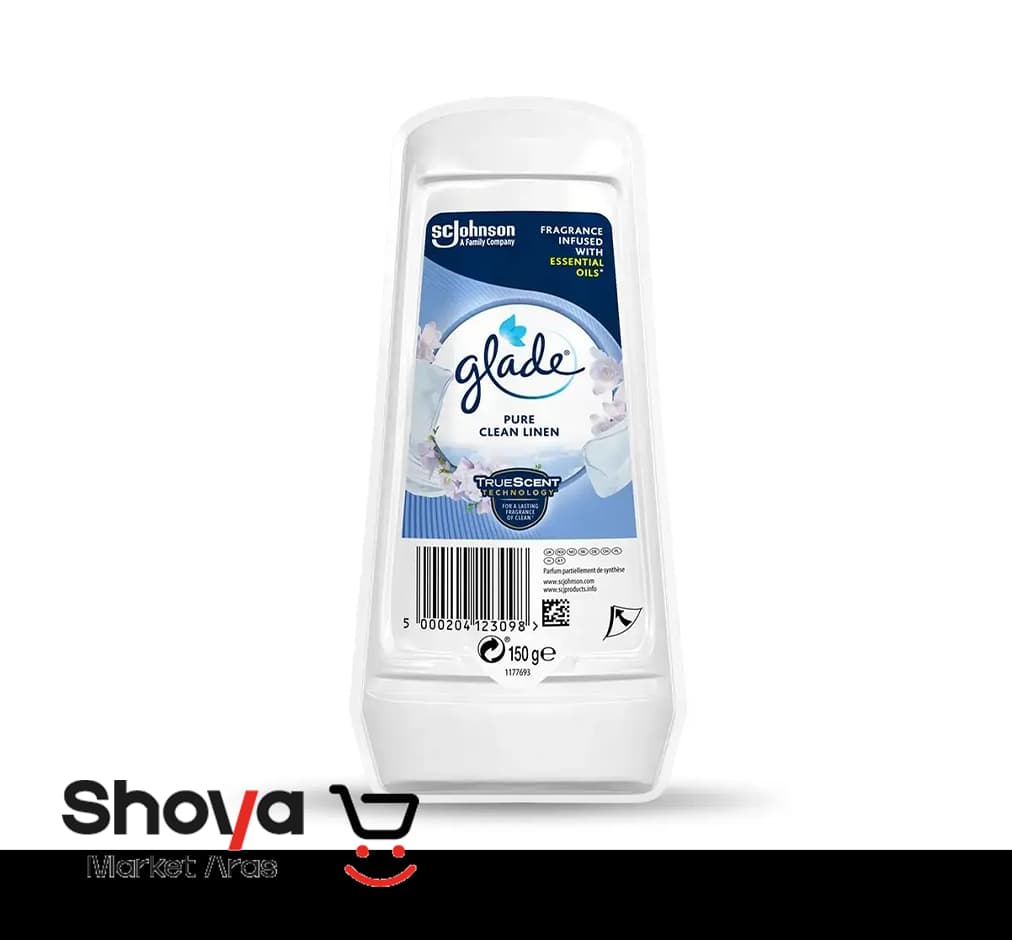 ژل خوشبو کننده هوا گلید Glade رایحه پارچه‌های تمیز Pure Clean Linen وزن 150 گرم
