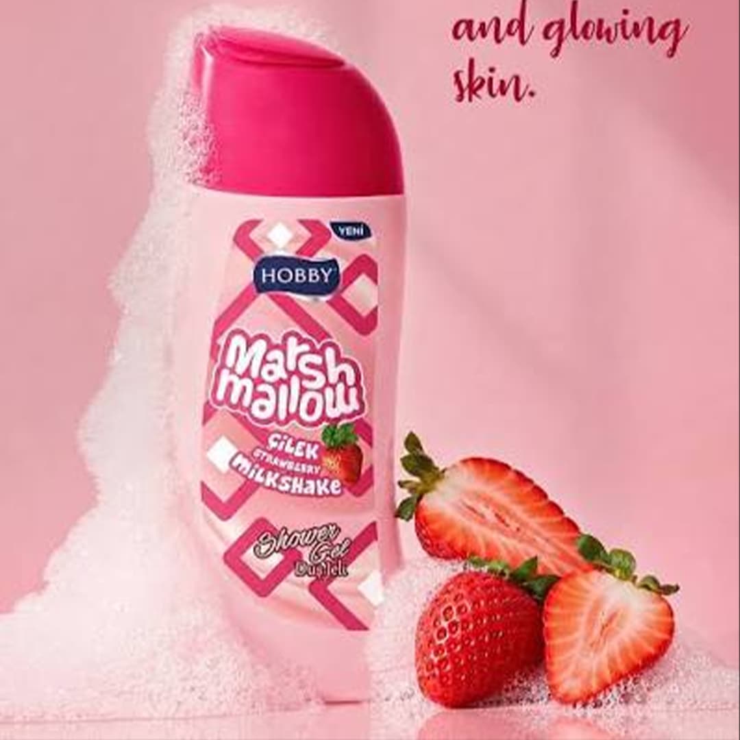 شامپو بدن هوبی Hobby مدل Marshmallow ماشمالو حاوی عصاره توت‌فرنگی حجم 500 میلی‌لیتر — تصویر ۳