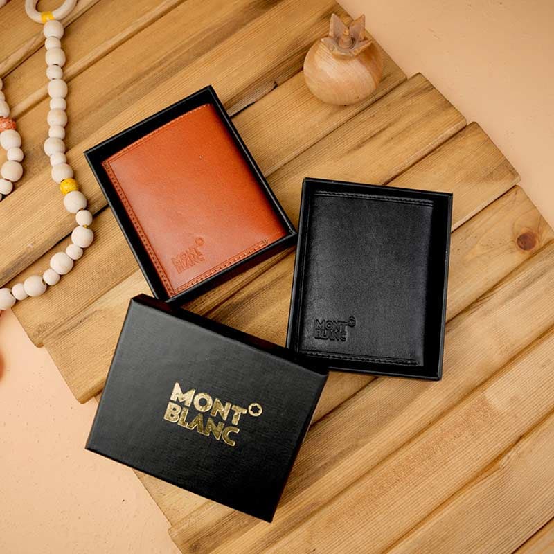 کیف پول کتابی مون بلان چرم ساده 21-125