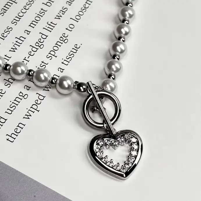 گردنبند زنانه و دخترانه آویز قلب نگینی ضد حساسیت رنگ ثابت کد etk