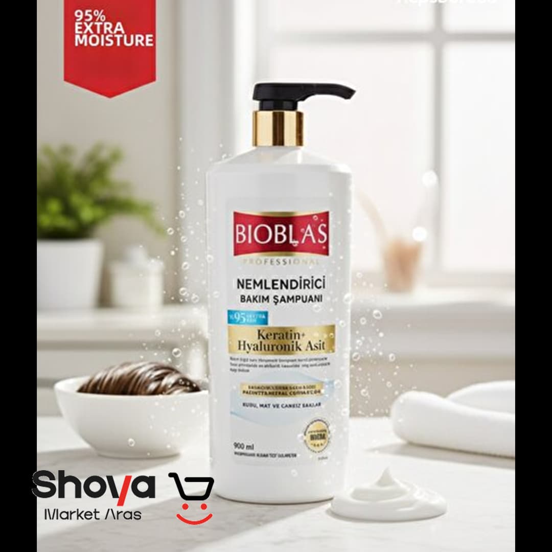 شامپو تقویت کننده بیوبلاس Bioblas حاوی روغن آرگان و بادام مناسب موهای خشک و کدر حجم 900 میلی‌لیتر — تصویر ۲